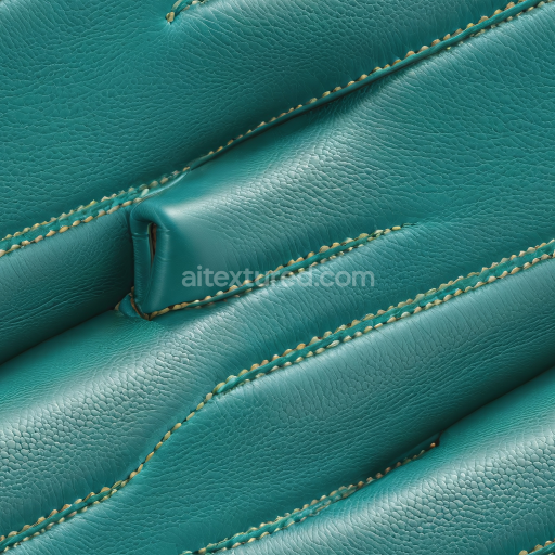 Seamless 3D PBR Turquoise Pebbled Leather Texture with Distinctive Stitching and Padded Panels