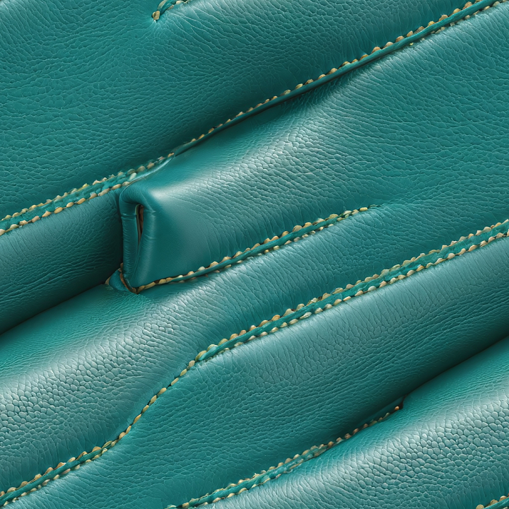 Turquoise Pebbled Leather with Distinctive Stitching and Padded Panels seamless PBR texture preview