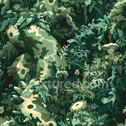 seamless Seamless 3D Jungle Camouflage PBR Texture Featuring Detailed Leaf and Plant Motifs texture 8k free download PBR