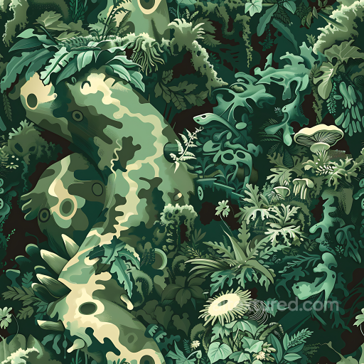 Jungle Camouflage PBR Texture Featuring Detailed Leaf and Plant Motifs seamless Color Camouflage PBR texture