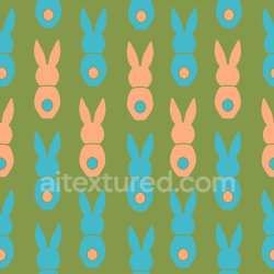 seamless Seamless 3D PBR Easter Bunny Digital Paper Texture with Blue and Peach Silhouettes texture 8k free download PBR