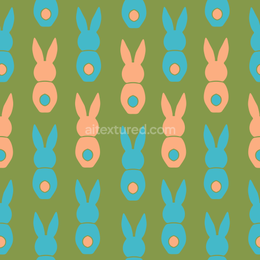 Seamless 3D PBR Digital Paper Texture with Playful Easter Bunny Silhouettes