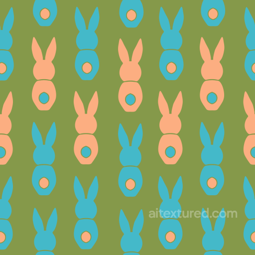 Easter Bunny Digital Paper Texture with Blue and Peach Silhouettes seamless All Easter Digital paper PBR texture