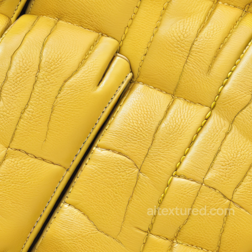 Quilted Yellow Pebbled Leather PBR Texture with Stitched Panels seamless Leather PBR texture