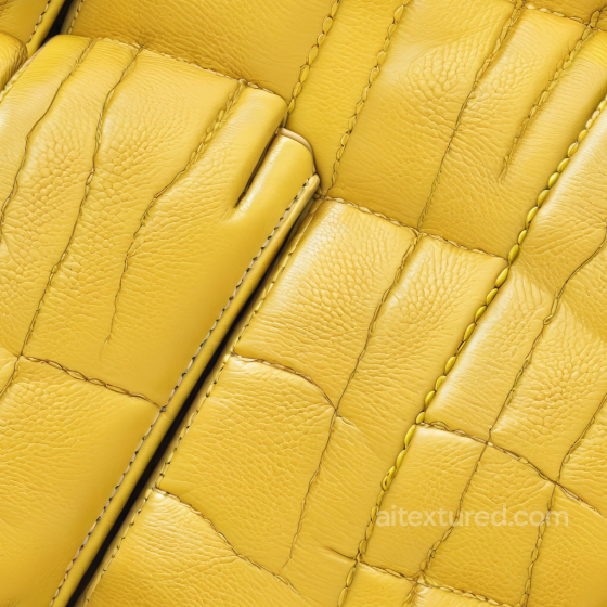 Quilted Yellow Pebbled Leather PBR Texture with Stitched Panels Leather texture preview