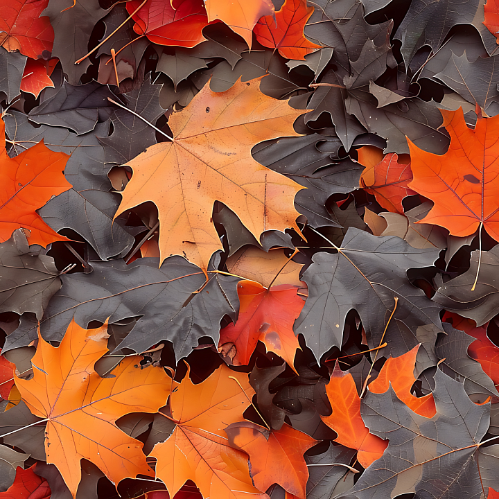 Autumn Leaves Camouflage with Warm Orange and Deep Brown Foliage seamless PBR texture preview