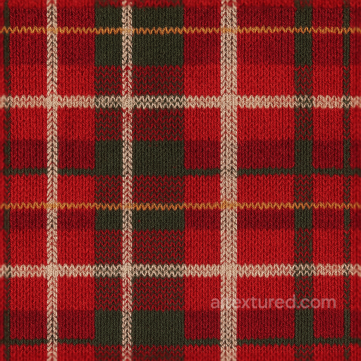 Knitted Sweater Wool Knit Plaid Fabric Tartan Pattern Festive Plaid seamless Merry christmas PBR texture
