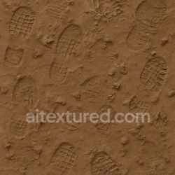 seamless Seamless 3d texture pbr 8k of muddy footprints on soft brown mud with mud clumps texture 8k free download PBR