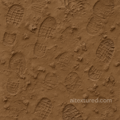 Of Muddy Footprints On Soft Brown Mud With Mud Clumps seamless Mud PBR texture