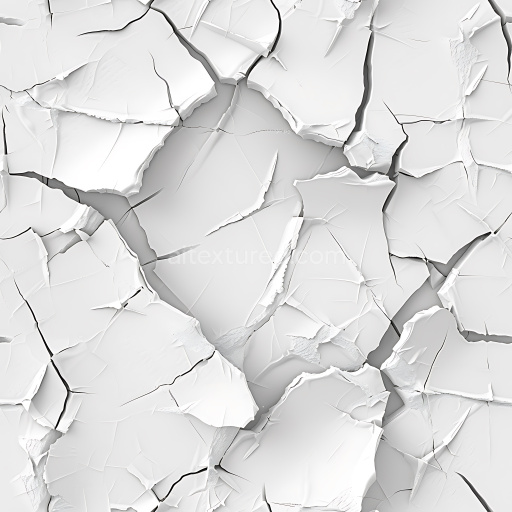 Seamless 3D Cracked Plaster Wall PBR Texture with Sharp Fractures and Chipped Edges