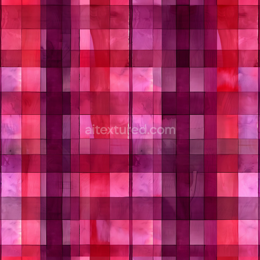 Seamless 3D PBR Plaid Fabric Texture with Varied Red and Pink Checkered Pattern