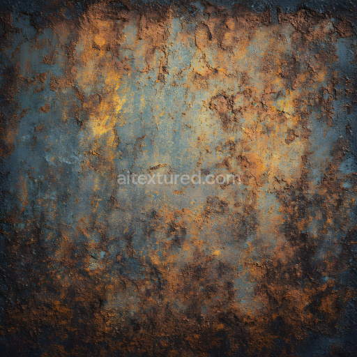 Seamless 3D PBR Rusty Cracked Metal Texture with Detailed Corrosion and Pitting