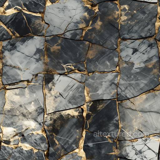 Gold and Gray Polished Marble Tiles Seamless Texture with Bold Veins seamless Marble PBR texture