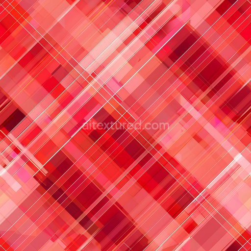 Seamless 3D PBR Texture Featuring Vibrant Red Plaid with Diagonal Stripes