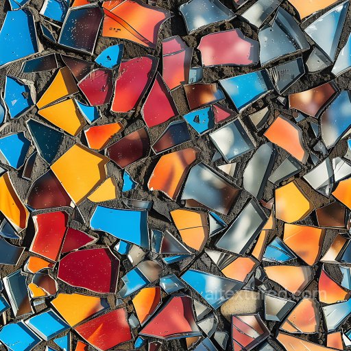 Shattered Glass Texture Featuring Jagged Multicolor Fragments seamless Cracked & Holes PBR texture