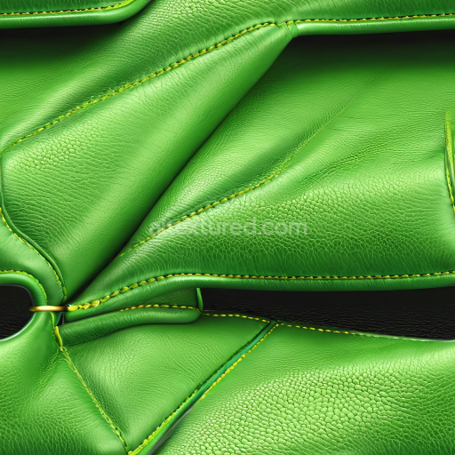 Seamless 3D Pebbled Green Leather PBR Texture with Detailed Stitching and Folds