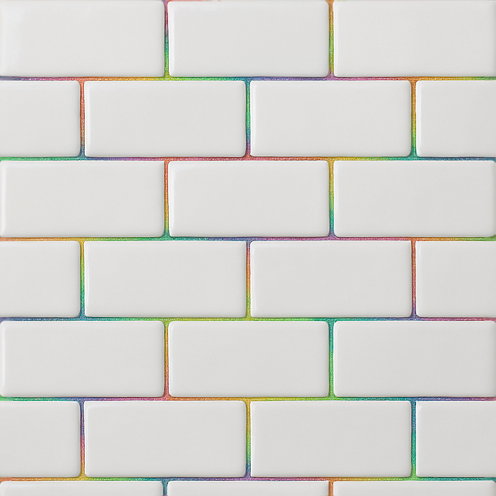Subway Tiles Mosaic With White Tiles And Glossy Finish seamless PBR texture preview