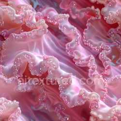 seamless Seamless 3D PBR Texture Featuring Soft Pink Glossy Ruffles with White Droplet Highlights texture 8k free download PBR