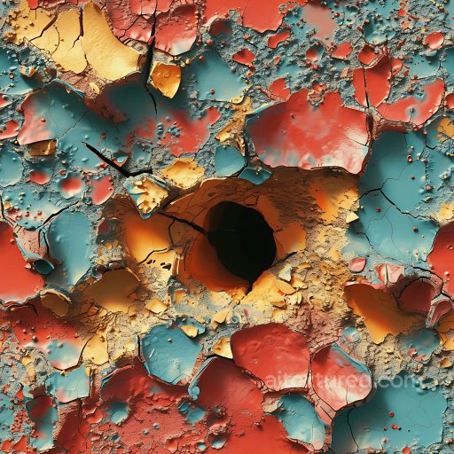 Cracked & Holes Texture of Multicolored Cracked and Chipped Painted Surface with Deep Hol… seamless Cracked & Holes PBR texture