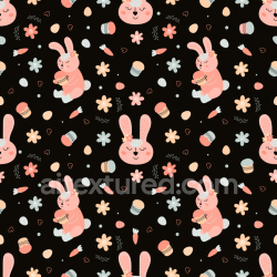 seamless Seamless 3D PBR Texture Featuring Cute Bunny and Floral Spring Pattern texture 8k free download PBR