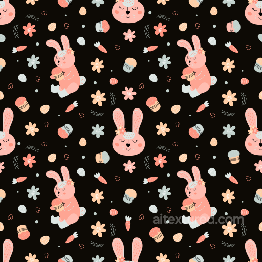 Featuring Cute Bunny and Floral Spring Pattern seamless All Christmas Digital paper PBR texture