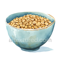 seamless Breakfast-Themed Illustration of a Bowl Filled with Oat Groats in Soft Blue Dish texture 8k free download PBR