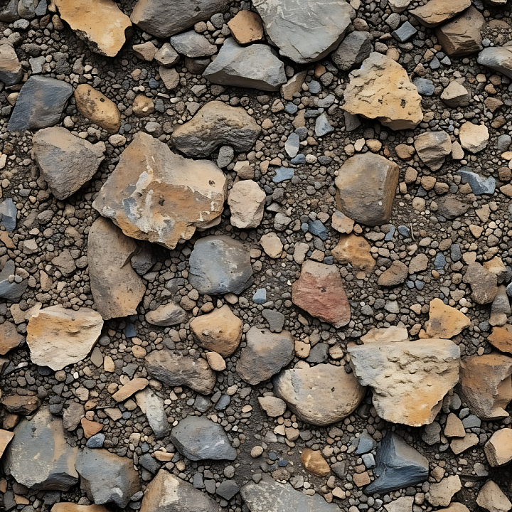 Rocky Ground Featuring Mixed Pebbles and Stones seamless PBR texture preview