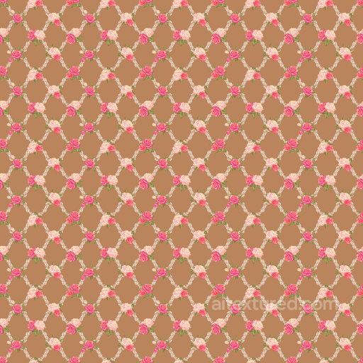 Floral Fabric Texture Featuring Pink and Cream Roses on Brown seamless Floral  PBR texture