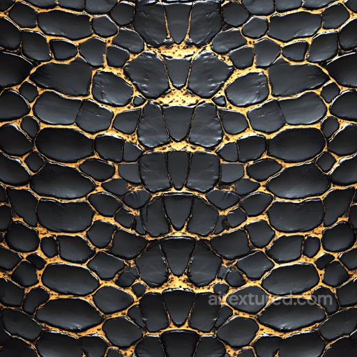 Glossy Black Reptilian Skin Seamless Texture with Organic Scales seamless Skin PBR texture