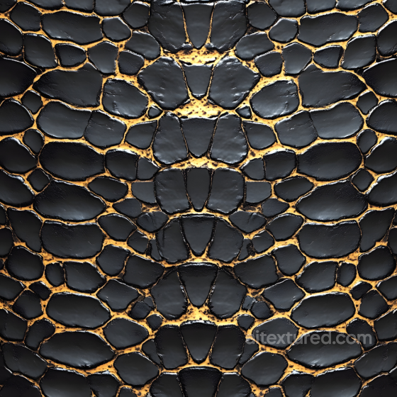Glossy Black Reptilian Skin Seamless Texture with Organic Scales Skin texture preview