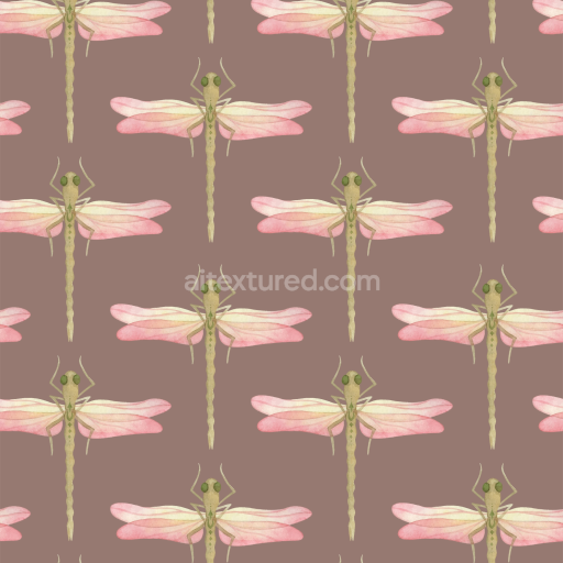Seamless 3D PBR Dragonfly Pattern Fabric Texture in Soft Pastels