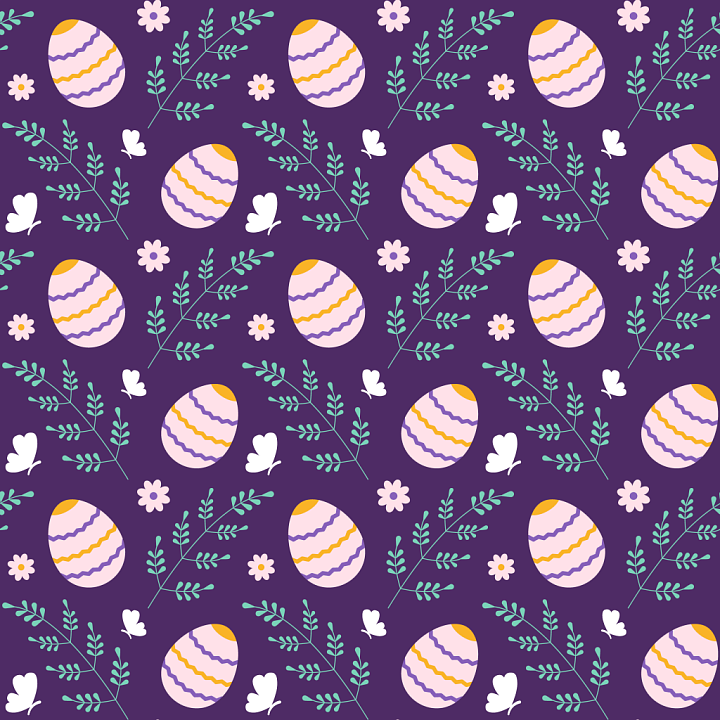 with Pastel Easter Eggs and Floral Motifs seamless PBR texture preview