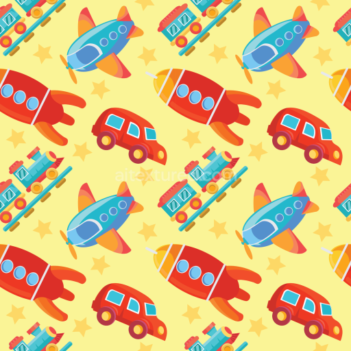 Seamless 3D PBR Toy Pattern Texture in Bright Primary Colors for Baby Boy