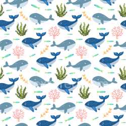 Pattern Bundle - Seamless 3D Pattern PBR Texture with Playful Whale and Seaweed Motifs texture preview
