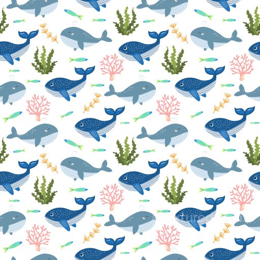 Pattern PBR Texture with Playful Whale and Seaweed Motifs seamless Pattern Bundle PBR texture