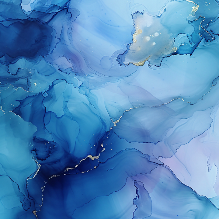 Alcohol Ink Featuring Blue Fluid Waves and Gold Veins seamless PBR texture preview