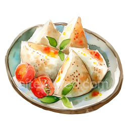 seamless Breakfast Illustration of Bangladeshi Pitha Rice Cakes with Tomatoes and Greens texture 8k free download PBR