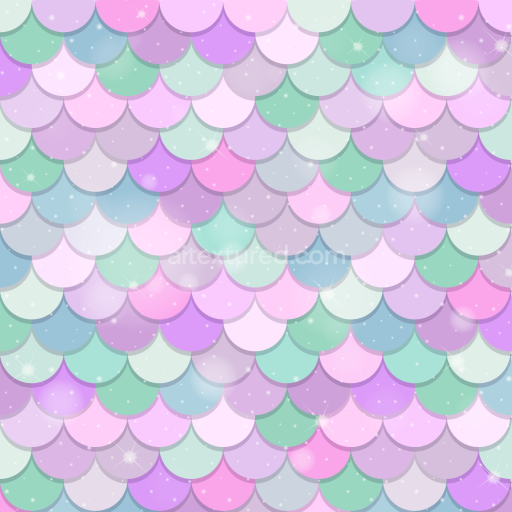 Seamless 3D PBR Texture of Pastel Colored Mermaid Scale Pattern with Sparkling Highlights