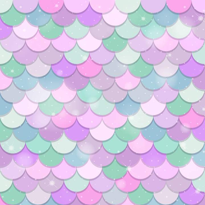 Pastel Colored Mermaid Scale Pattern with Sparkling Highlights seamless PBR texture preview