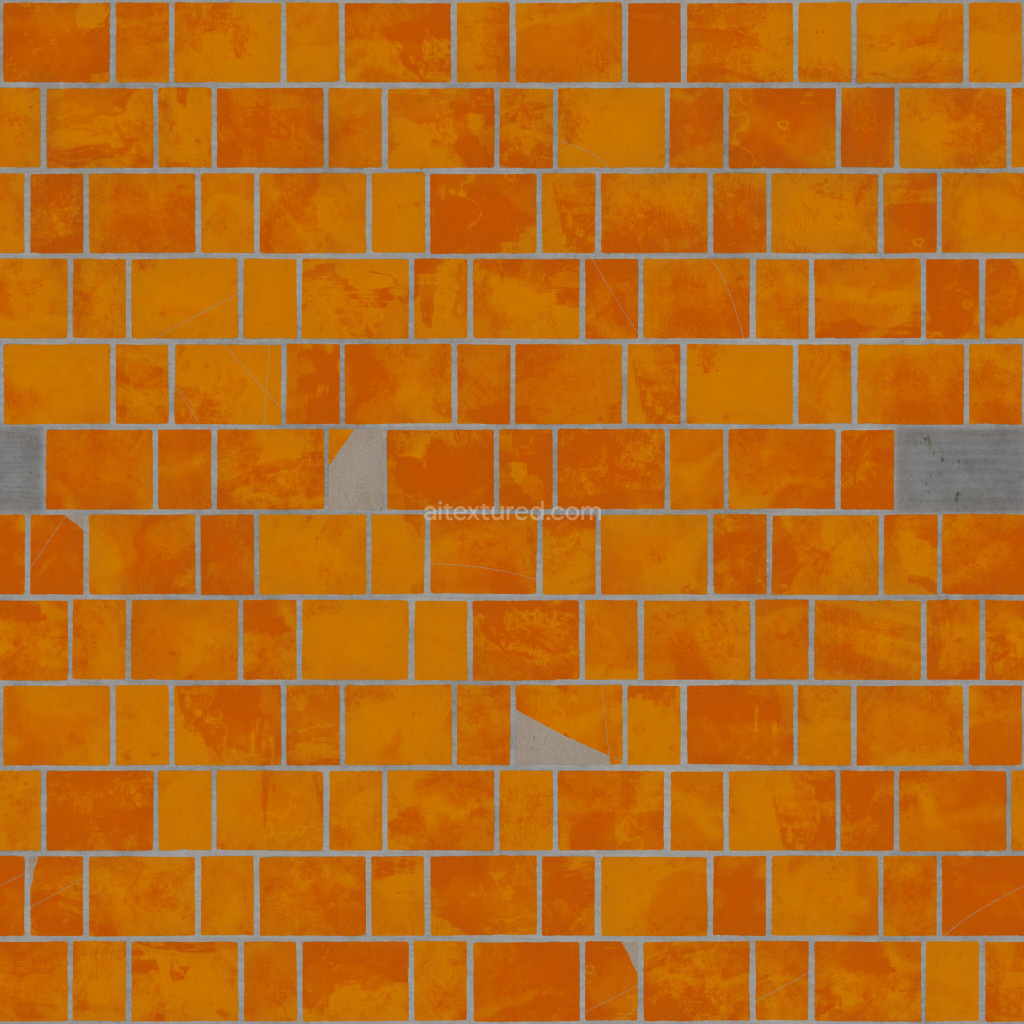 Seamless PBR tile texture with vibrant orange color