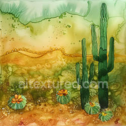 seamless Seamless 3D Alcohol Ink PBR Texture Featuring Desert Green Cactus Landscape texture 8k free download PBR