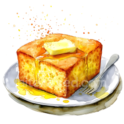 seamless Breakfast Cornbread Slice with Honey Butter Illustration texture 8k free download PBR
