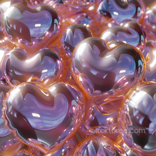 Inflated Heart-Shaped Balloon PBR Texture with Glossy Transparent Surface seamless Inflated PBR texture