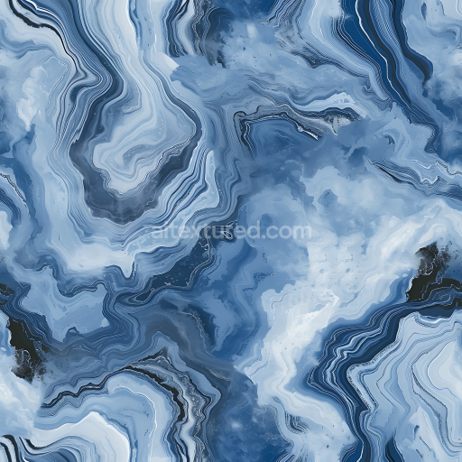 Seamless 3D Blue Savoy Natural Marble PBR Texture with Fluid Veins and Deep Tones