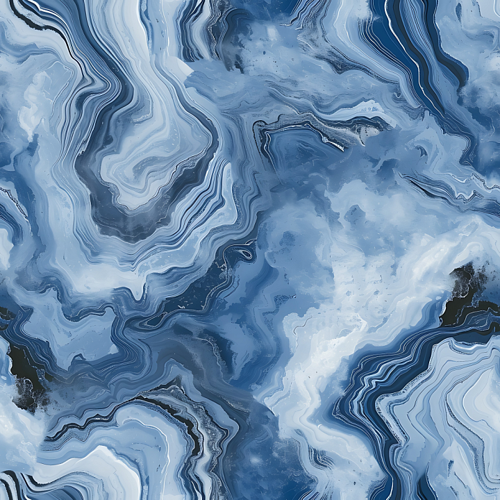 Blue Savoy Natural Marble with Fluid Veins and Deep Tones seamless PBR texture preview