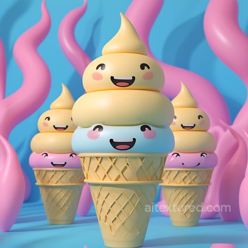 Inflated PBR Texture of Colorful Plastic Ice Cream Cones seamless Inflated PBR texture