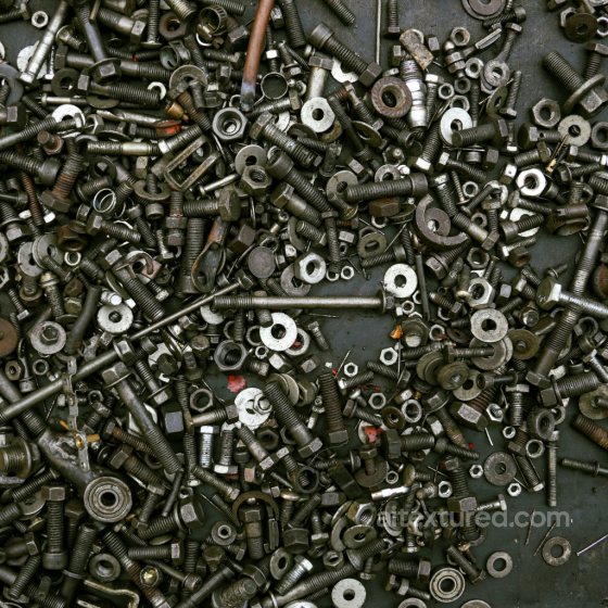 PBR Metal Texture Featuring Rusty Bolts, Nuts, and Washers Metal texture preview