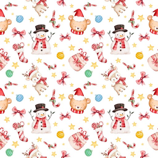 Pattern PBR Texture Featuring Watercolor Christmas Motifs in Soft Pastel Palette seamless Pattern Bundle PBR texture