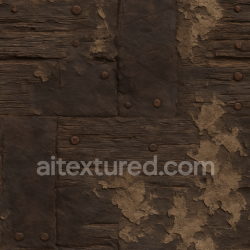 seamless Seamless 3d texture pbr 8k rotting wood with rusty nails and old leather accents texture 8k free download PBR