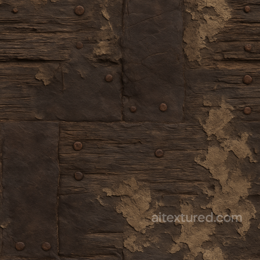Halloween - Rotting Wood With Rusty Nails And Old Leather Accents texture preview